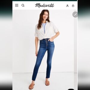 NWT Madewell Womens Size 32 10" High Rise Skinny Crop Dark Wash Stretch Denim
